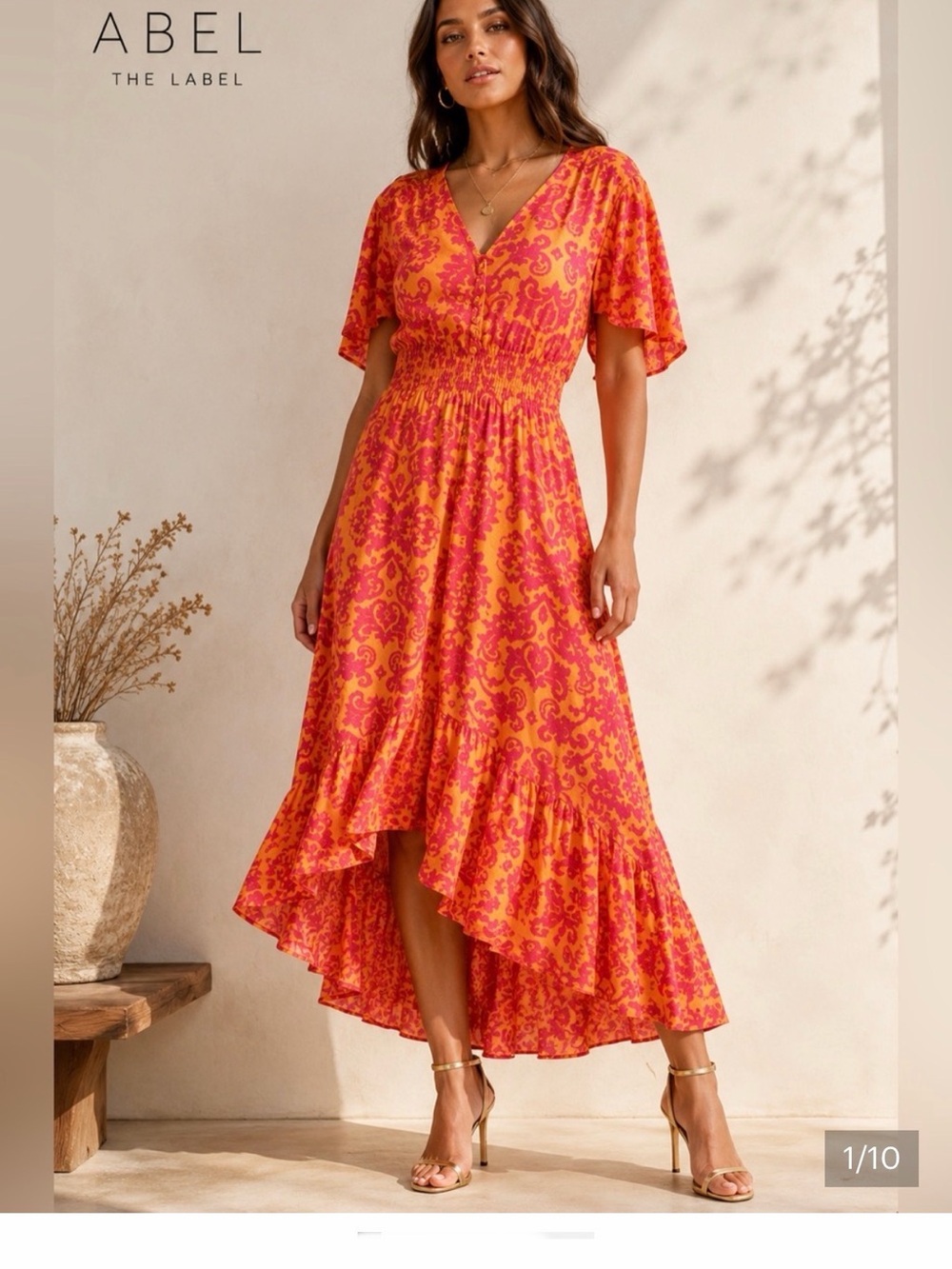 Abel The Label Anthropologie Bright Multicolor Floral💐Dress👗Sz L